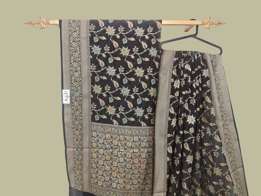Semi Pure Georgette Silk Meenakari Banarasi Saree